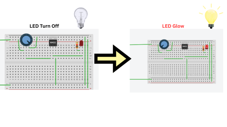 LED Brightness controlling circuit using potentiometer.