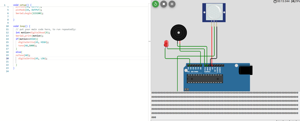 Circuit Diagram of Motion detection system using Microcontroller-Arduino-Electronics-projects