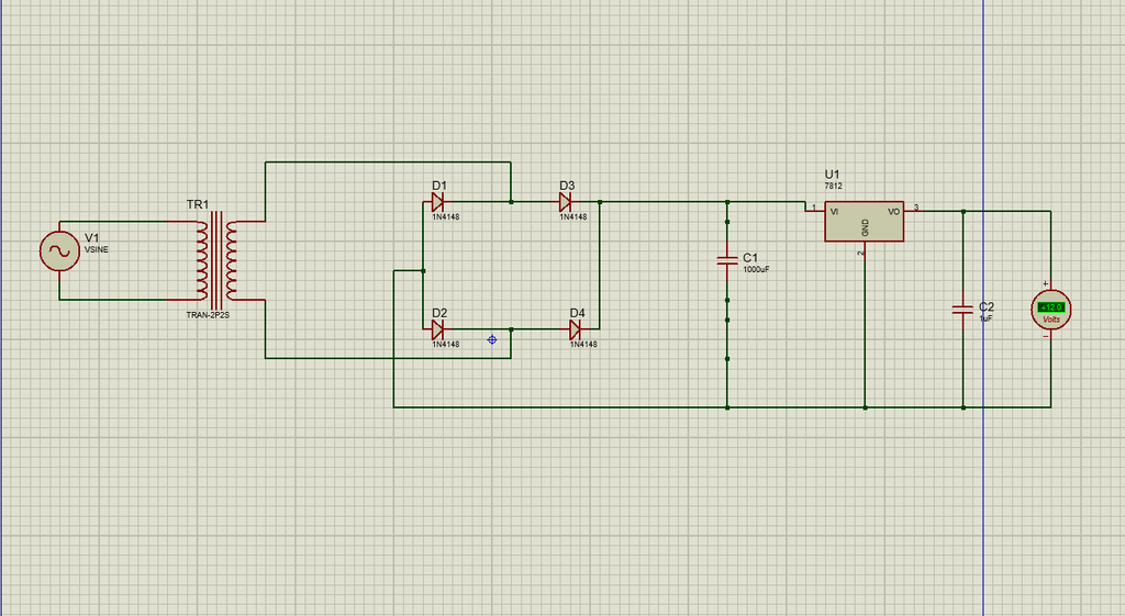 Convert Ac to Dc power Using full wave Bridge Rectifier 
