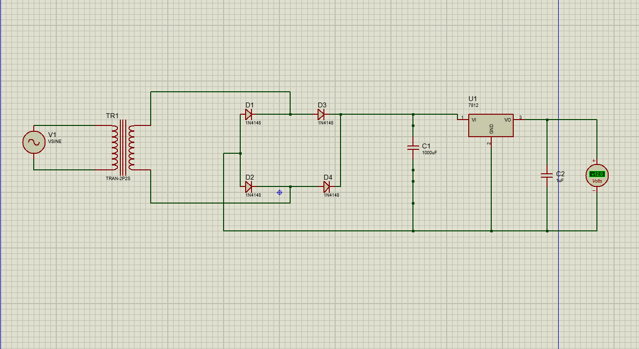220v to 12 v power using bridge rectifier
