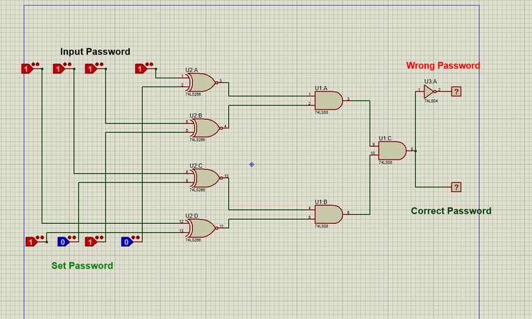 simple digital Password system using Logic gates